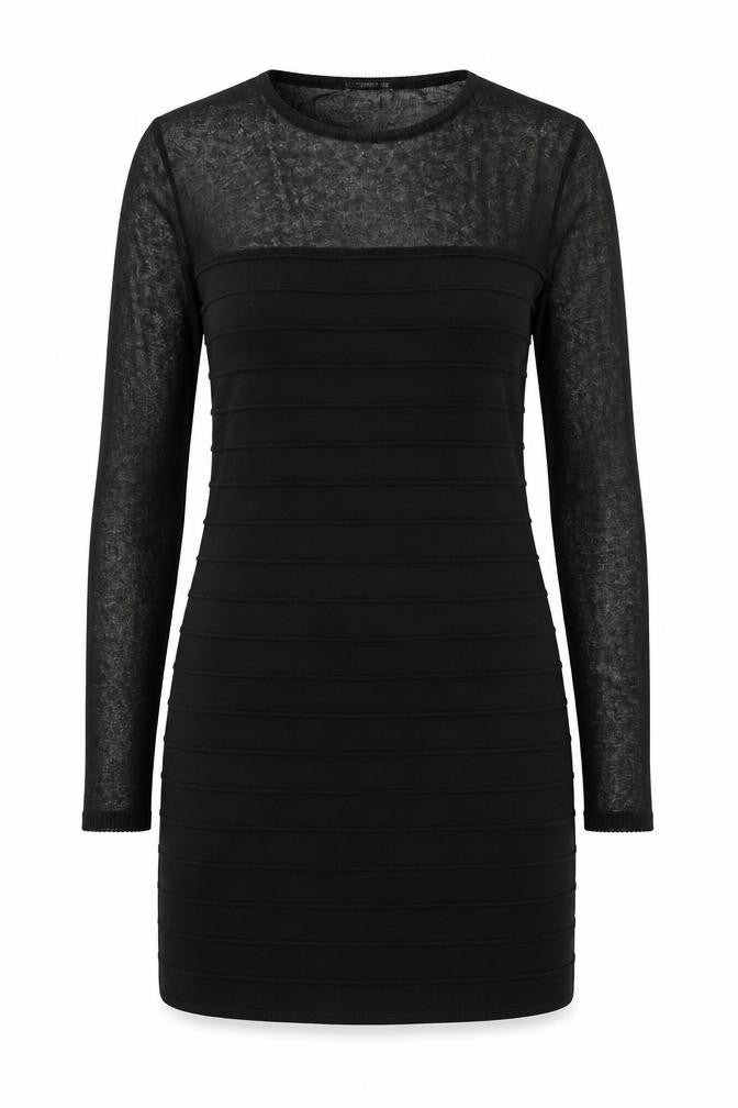 Front view of Zara women’s black polyester a-line, size M, round neck pullover