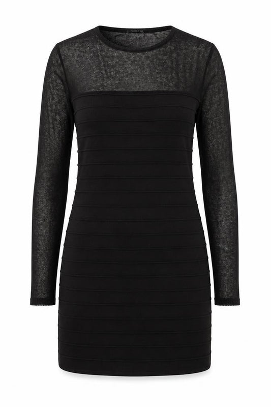Front view of Zara women’s black polyester a-line, size M, round neck pullover