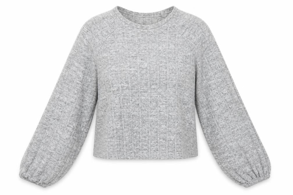 Front view of Missguided women’s grey round neck viscose jumper, size UK 4