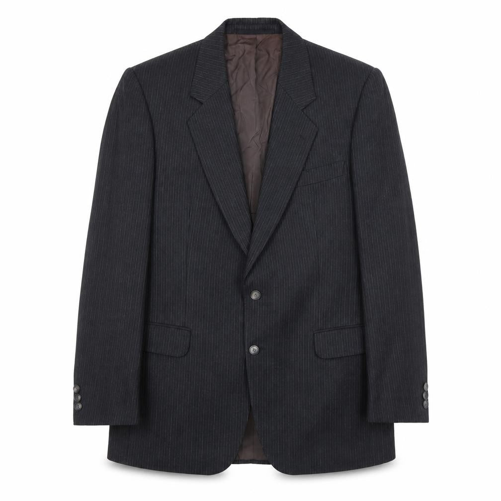 Cunninghams Mens Black Striped Wool Jacket Suit Jacket Size 42 Regular