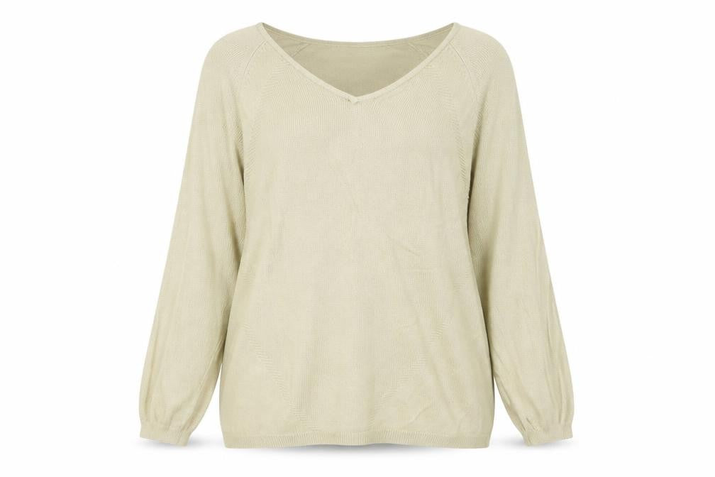 Cable & Gauge Womens Beige V-Neck Cotton Pullover Jumper Size XL