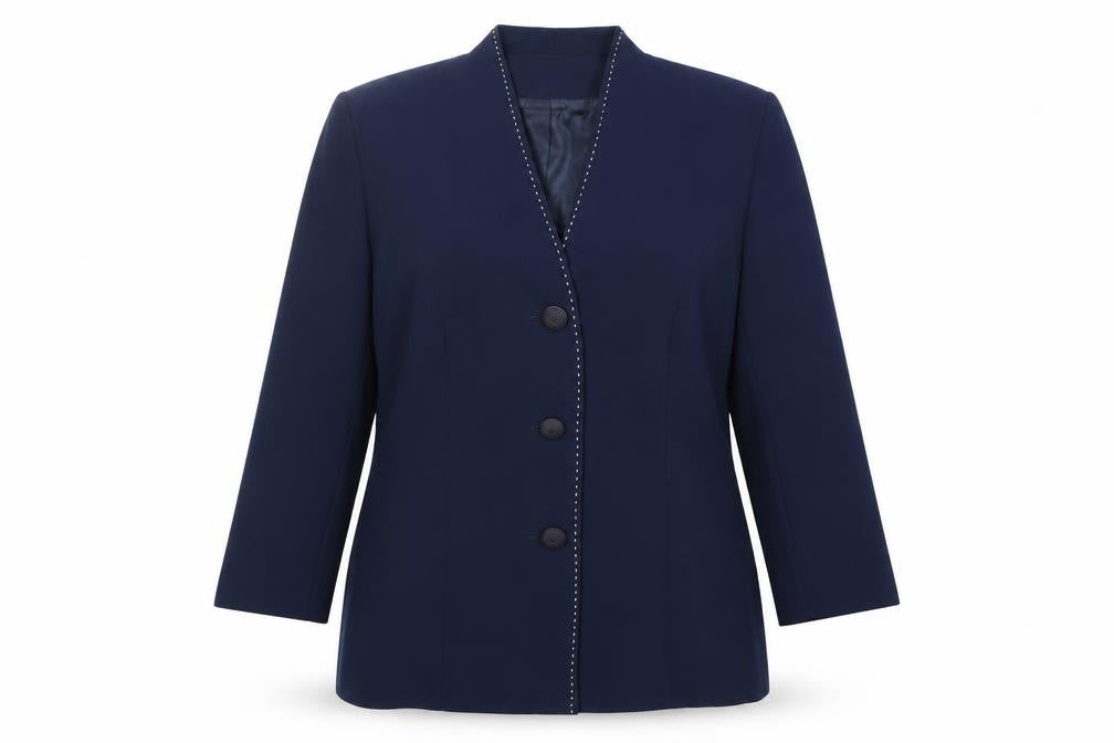 Front view of Roman women’s blue polyester jacket blazer, size UK 14