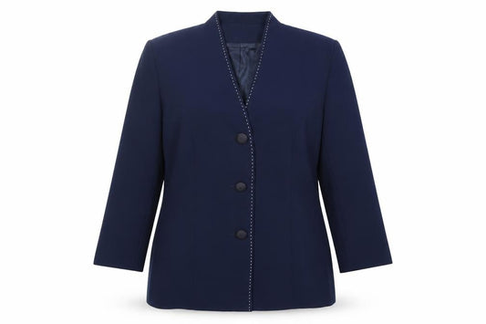 Front view of Roman women’s blue polyester jacket blazer, size UK 14