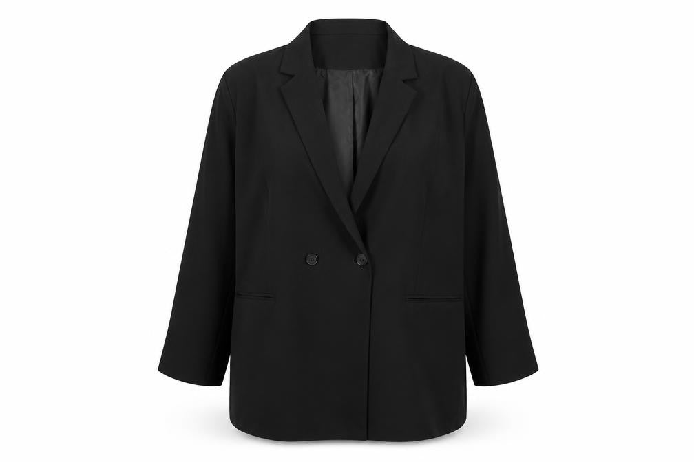 Front view of Caspsule women’s black polyester jacket suit jacket, size UK 14