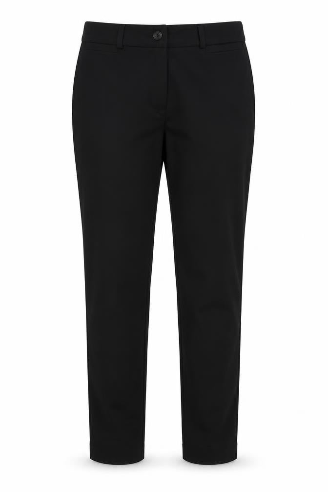 Cleo Womens Black Viscose Chino Trousers Size 12 Regular Zip