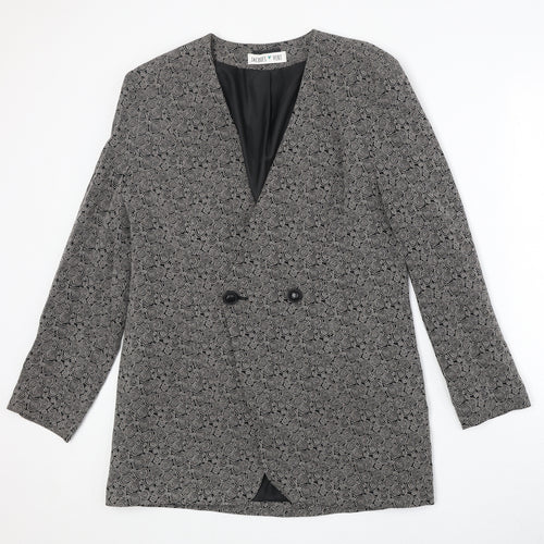 Jacques Vert Womens Black Geometric Acetate Jacket Blazer Size 14