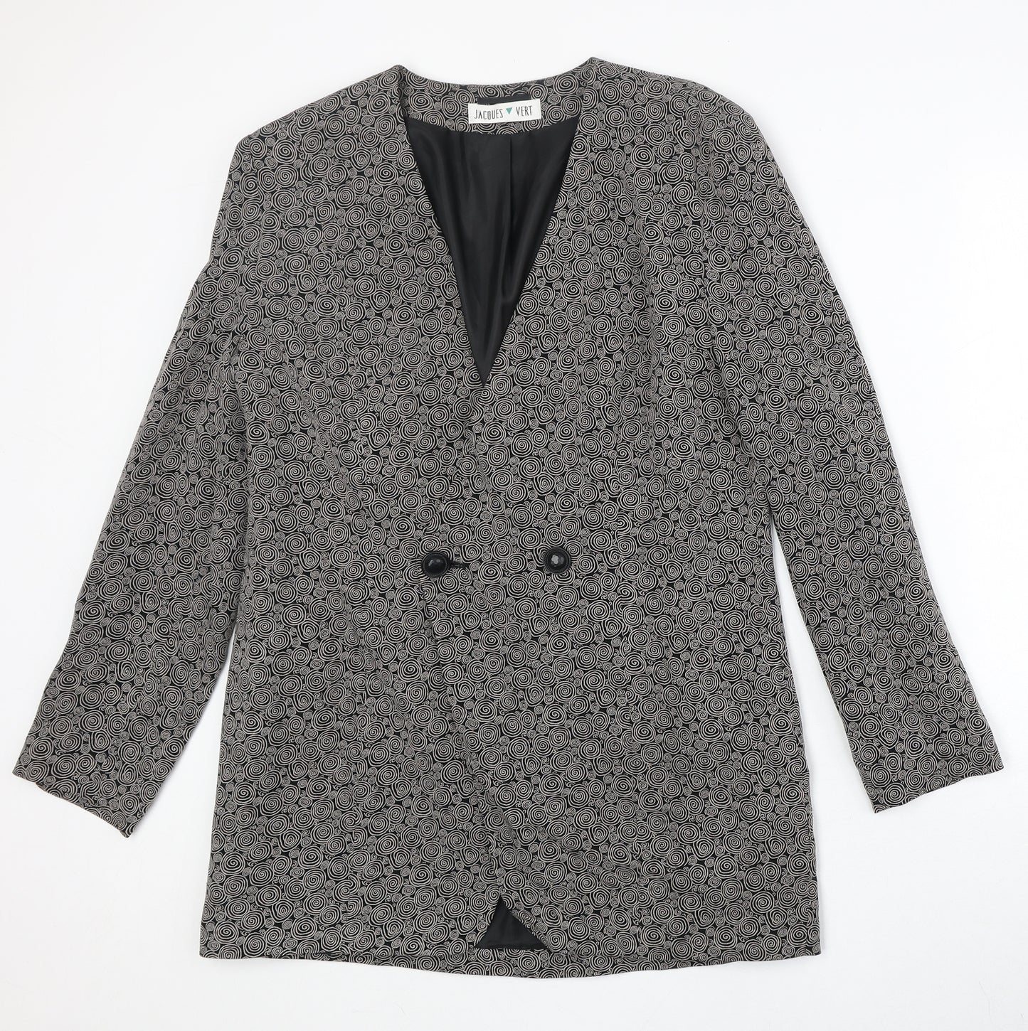 Jacques Vert Womens Black Geometric Acetate Jacket Blazer Size 14