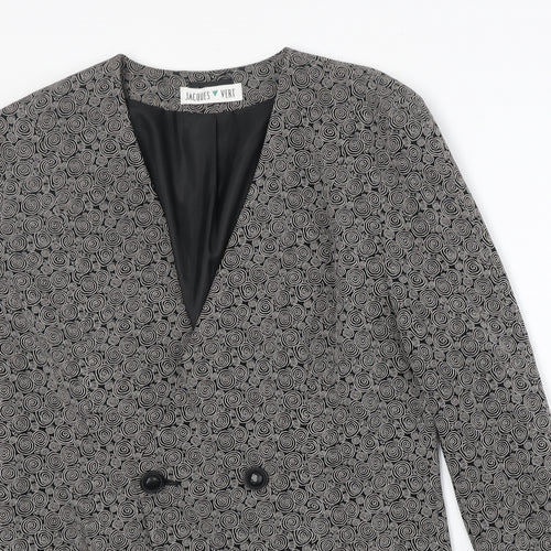 Jacques Vert Womens Black Geometric Acetate Jacket Blazer Size 14