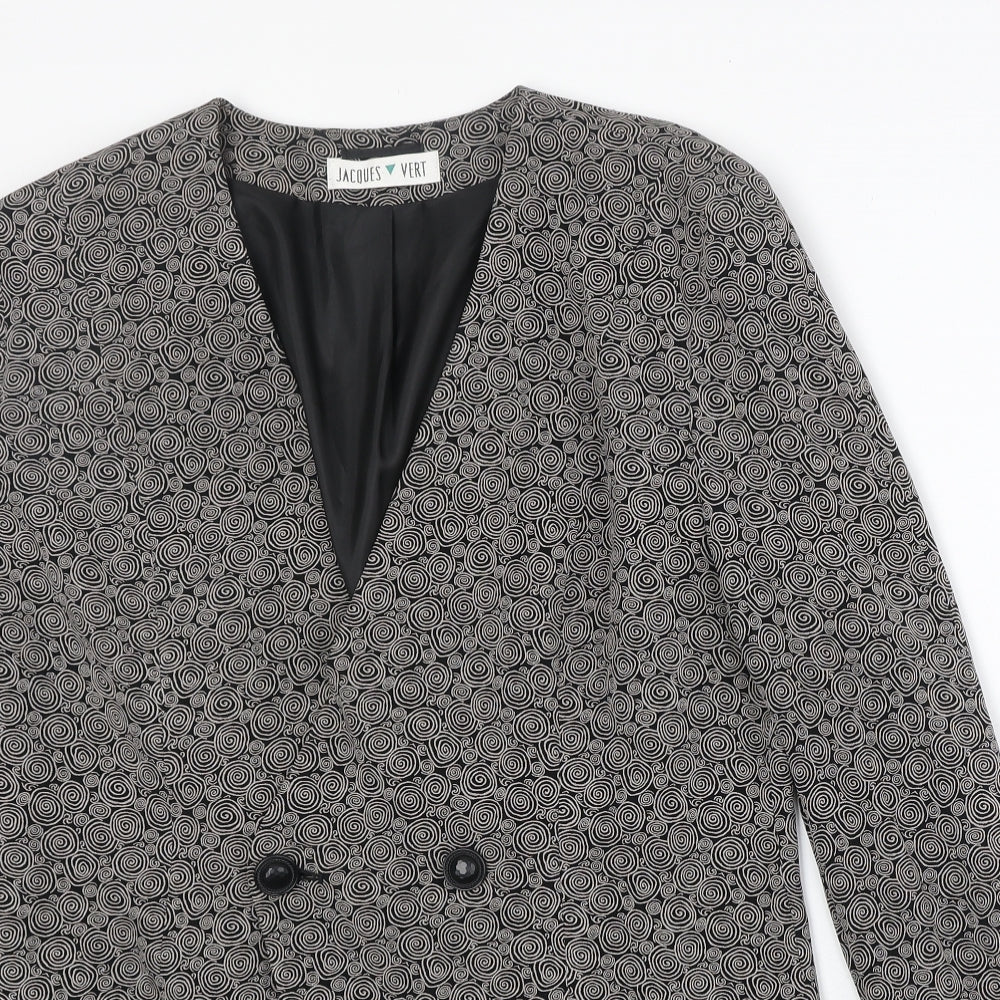 Jacques Vert Womens Black Geometric Acetate Jacket Blazer Size 14