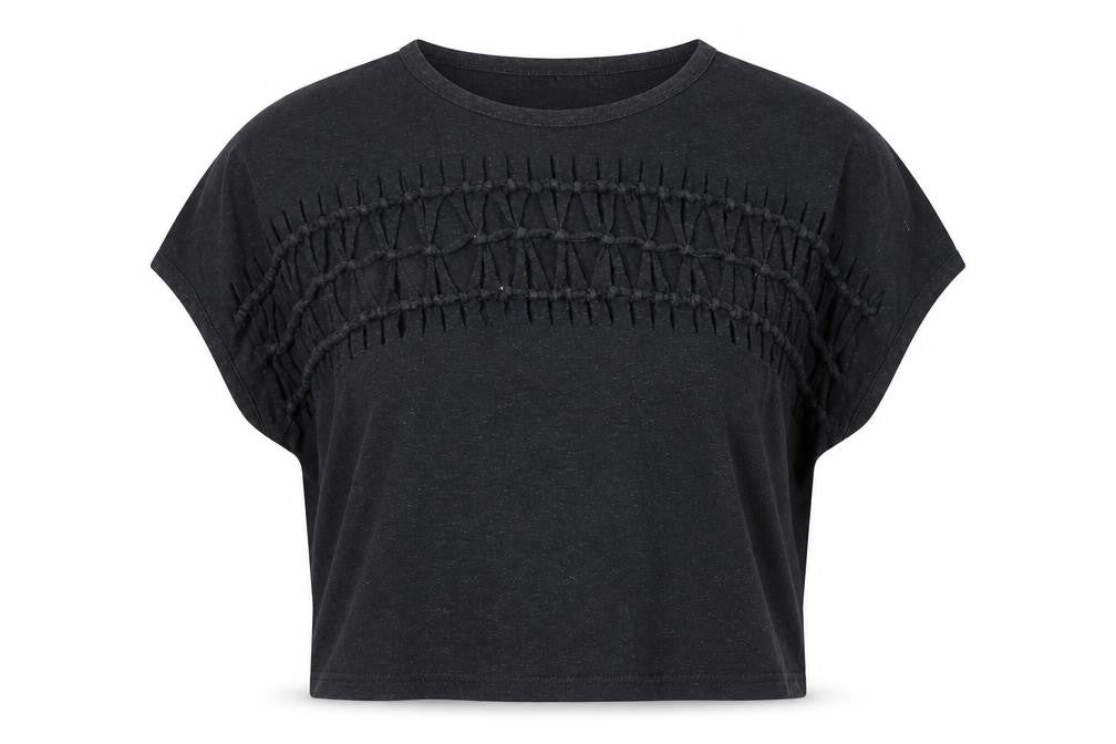 Front view of Light Before Dark women’s grey geometric cotton basic tank, size XS, round neck