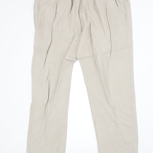Encuentro Womens Beige Linen Chino Trousers Size 14 Regular