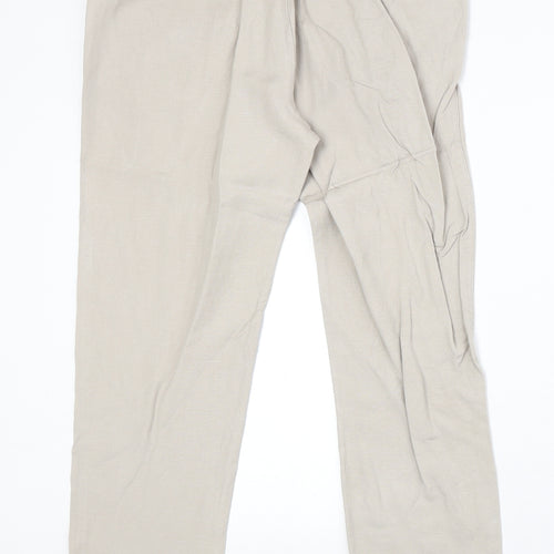 Encuentro Womens Beige Linen Chino Trousers Size 14 Regular