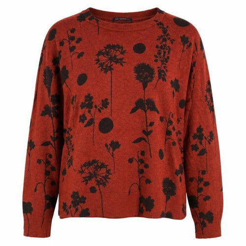Marks and Spencer Womens Orange Round Neck Floral Viscose Pullover Jumper Size 12