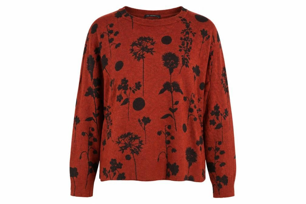Marks and Spencer Womens Orange Round Neck Floral Viscose Pullover Jumper Size 12