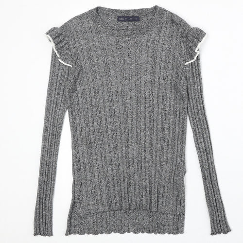 Marks and Spencer Womens Grey Round Neck Acrylic Pullover Jumper Size 8 Pullover