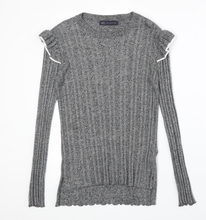 Marks and Spencer Womens Grey Round Neck Acrylic Pullover Jumper Size 8 Pullover