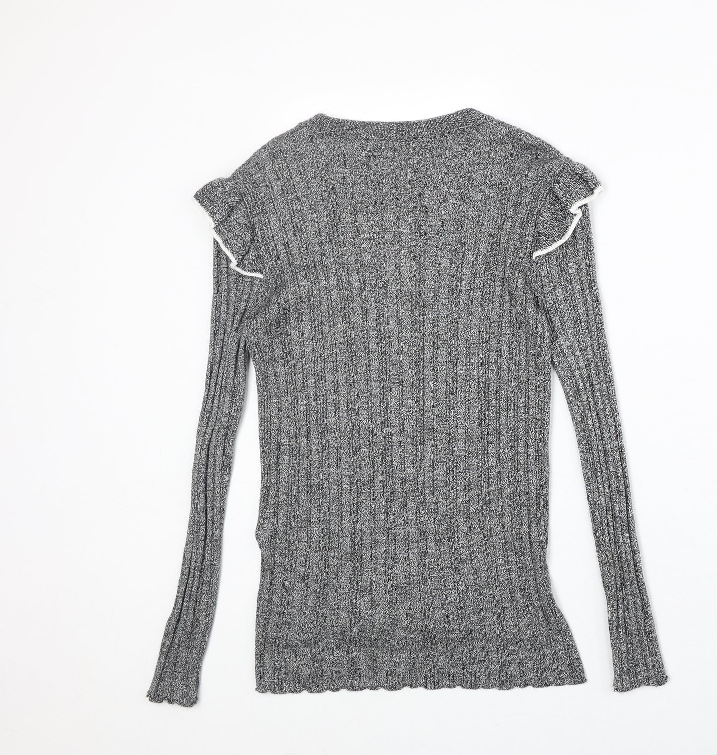 Marks and Spencer Womens Grey Round Neck Acrylic Pullover Jumper Size 8 Pullover