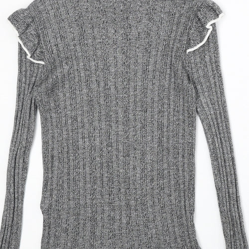 Marks and Spencer Womens Grey Round Neck Acrylic Pullover Jumper Size 8 Pullover