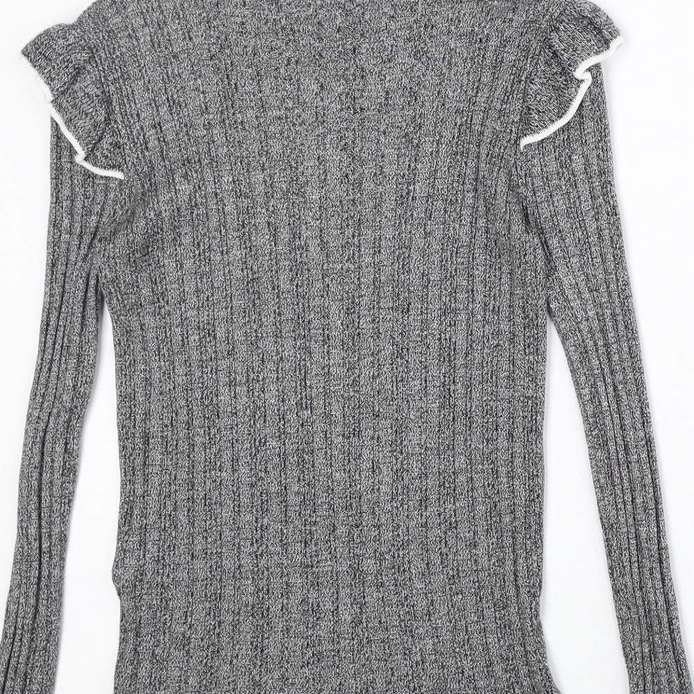 Marks and Spencer Womens Grey Round Neck Acrylic Pullover Jumper Size 8 Pullover