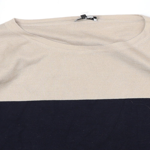 Jager Womens Multicoloured Round Neck 100% Cotton Pullover Jumper Size L