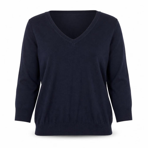 Mango Womens Blue V-Neck Viscose Pullover Jumper Size M