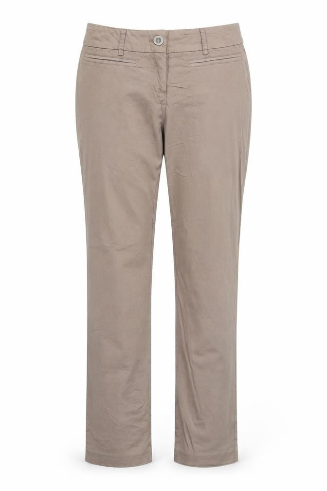 Divina Womens Brown Cotton Chino Trousers Size 12 Regular Zip