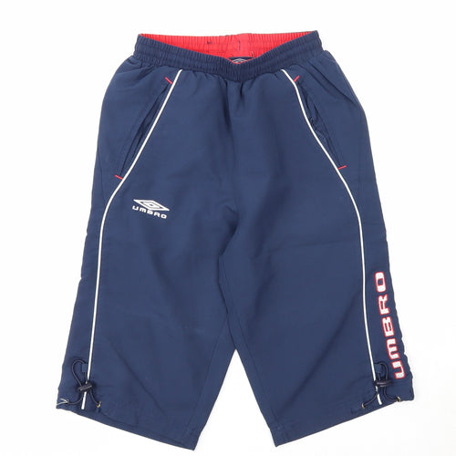 Umbro Boys Blue Polyester Bermuda Shorts Size 9-10 Years Regular Drawstring