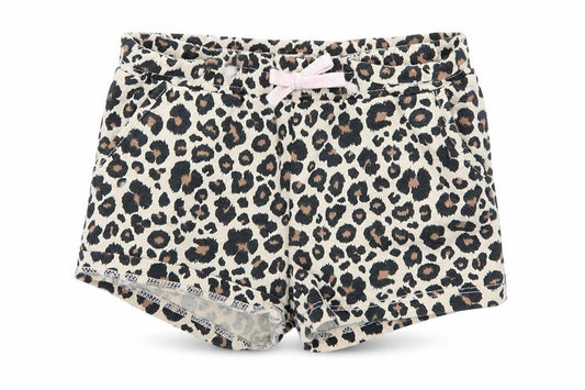 H&M Girls Beige Animal Print Cotton Sweat Shorts Size 2 Years Regular - Leopard Print