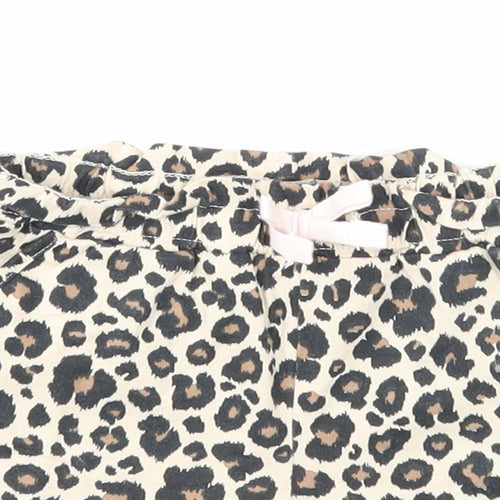 H&M Girls Beige Animal Print Cotton Sweat Shorts Size 2 Years Regular - Leopard Print