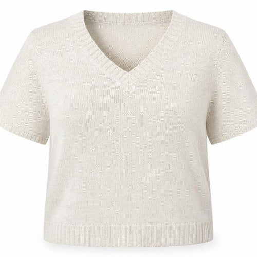 Casual Comfort Womens Beige V-Neck Acrylic Pullover Jumper Size 16