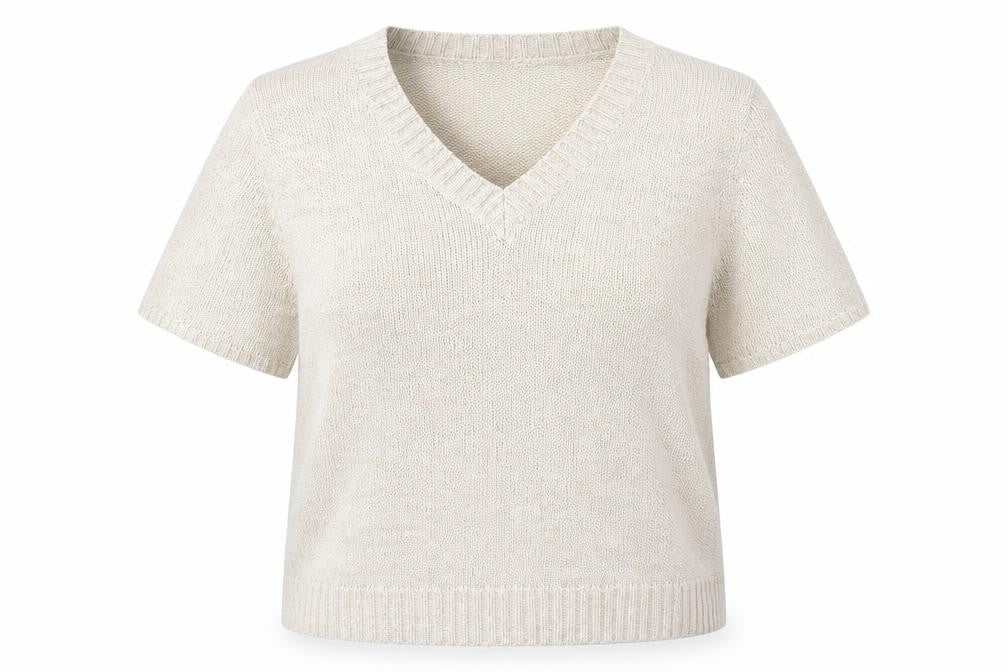 Casual Comfort Womens Beige V-Neck Acrylic Pullover Jumper Size 16
