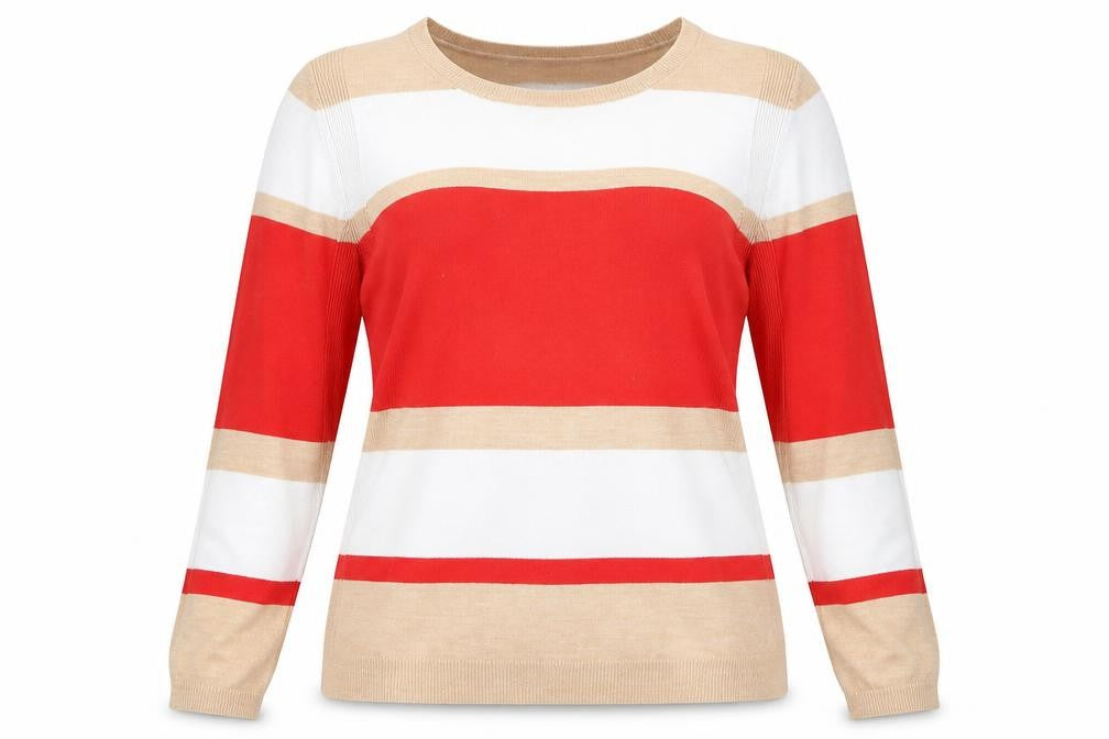 Marks and Spencer Womens Multicoloured Boat Neck Striped Acrylic Pullover Jumper Size 18