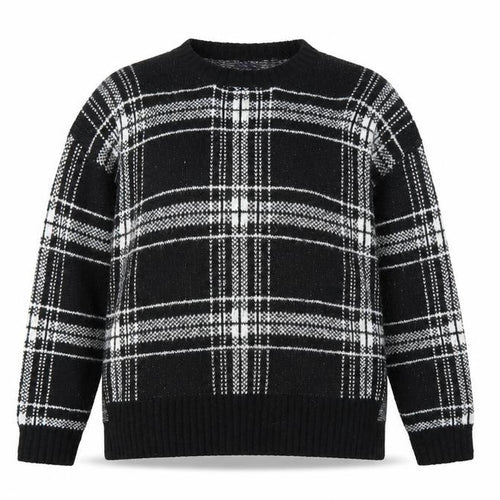 Marks and Spencer Womens Black Round Neck Plaid Acrylic Pullover Jumper Size L