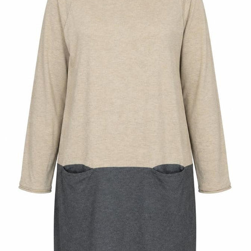 mamas & papas Womens Brown Colourblock Polyester Jumper Dress Size 16 Boat Neck Pullover