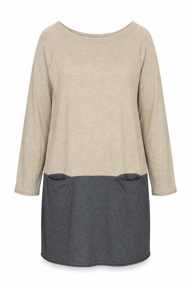 mamas & papas Womens Brown Colourblock Polyester Jumper Dress Size 16 Boat Neck Pullover