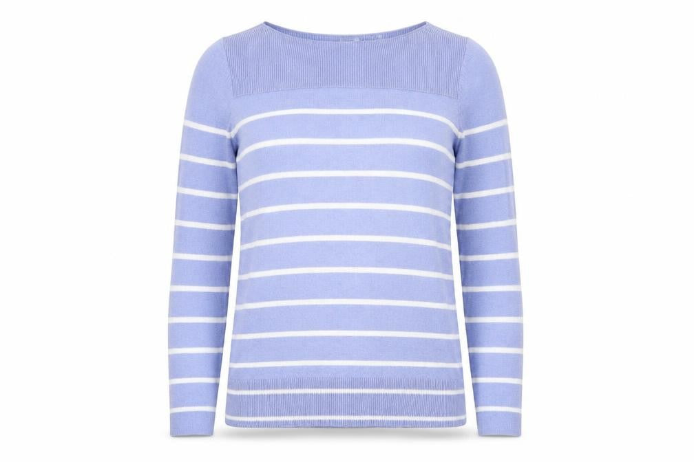 Gap Womens Blue Boat Neck Striped 100% Cotton Pullover Jumper Size XS