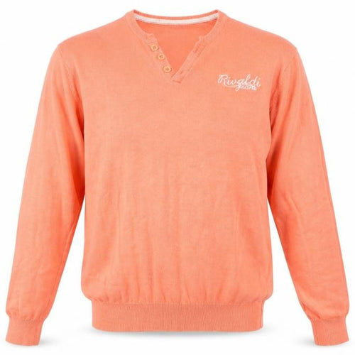 Rivaldi Mens Pink Round Neck Cotton Pullover Jumper Size XL Long Sleeve