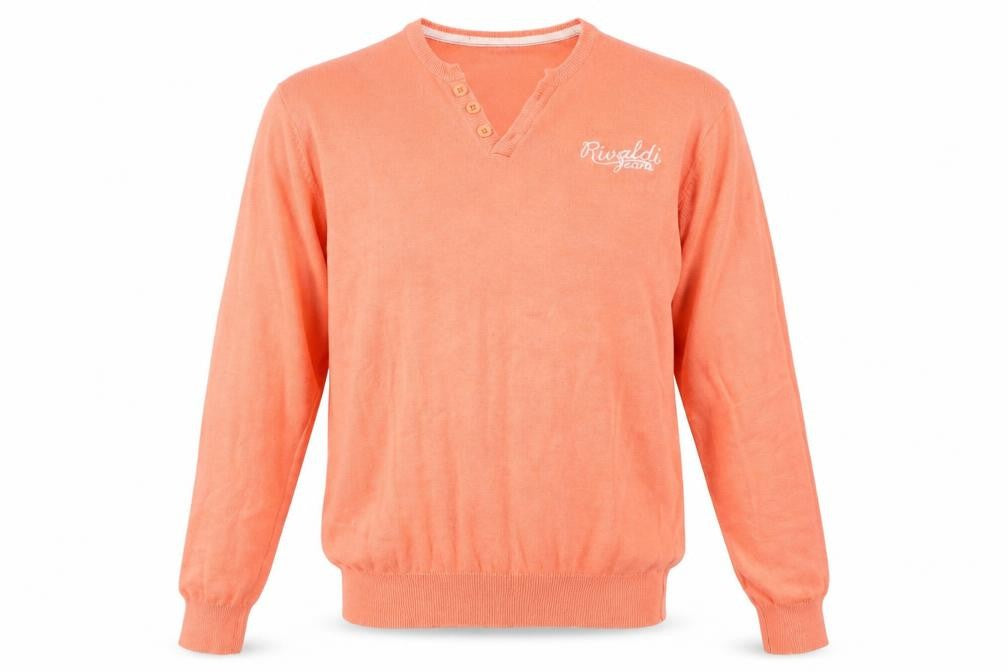 Rivaldi Mens Pink Round Neck Cotton Pullover Jumper Size XL Long Sleeve