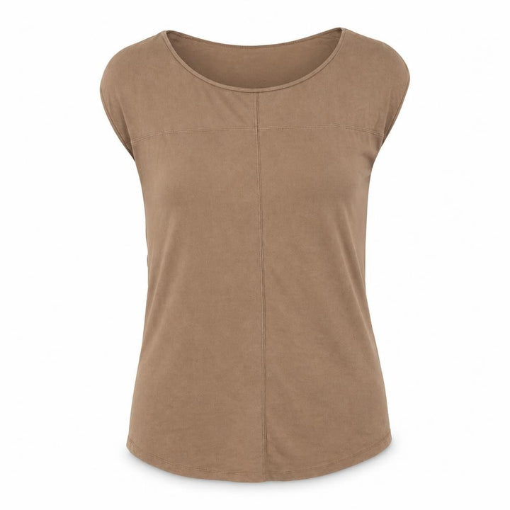 Pull&Bear Womens Brown Viscose Basic Blouse Size S Round Neck