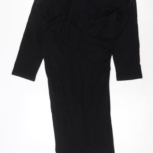 Kaliko Womens Black V-Neck Viscose Pullover Jumper Size 14