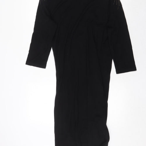 Kaliko Womens Black V-Neck Viscose Pullover Jumper Size 14
