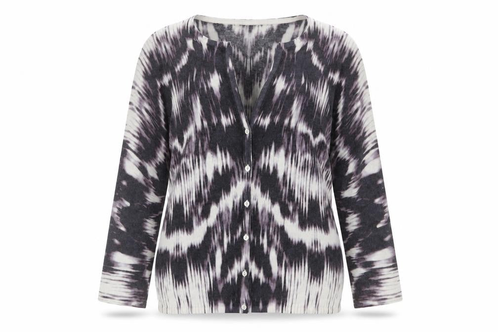 Susan Bristol Womens Multicoloured V-Neck Geometric Polyester Cardigan Jumper Size L