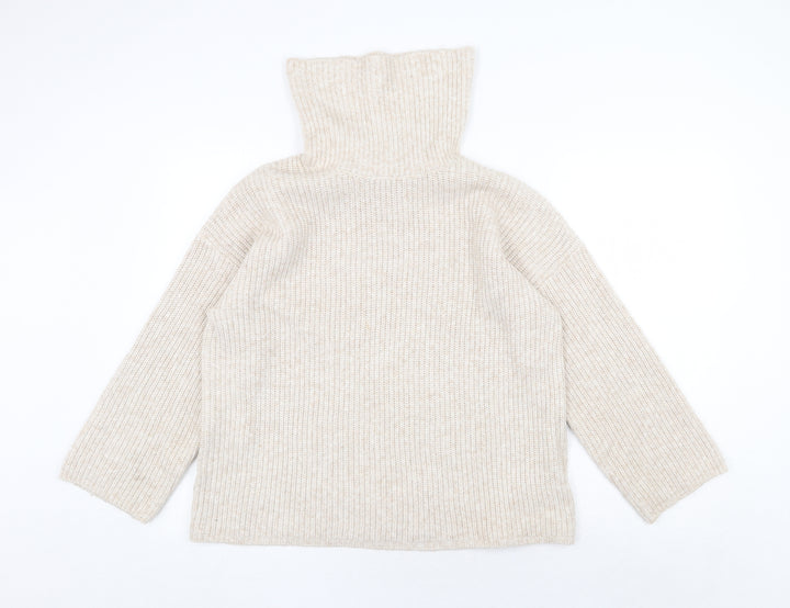 ASOS Womens Beige Roll Neck Polyester Pullover Jumper Size 8
