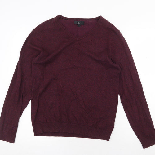 NEXT Womens Red V-Neck Cotton Pullover Jumper Size S