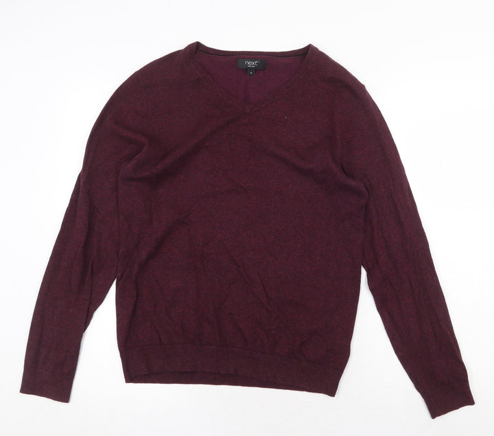 NEXT Womens Red V-Neck Cotton Pullover Jumper Size S