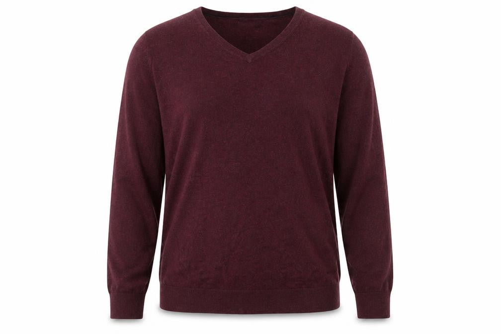 Front view of Next women’s red v-neck cotton jumper, size S