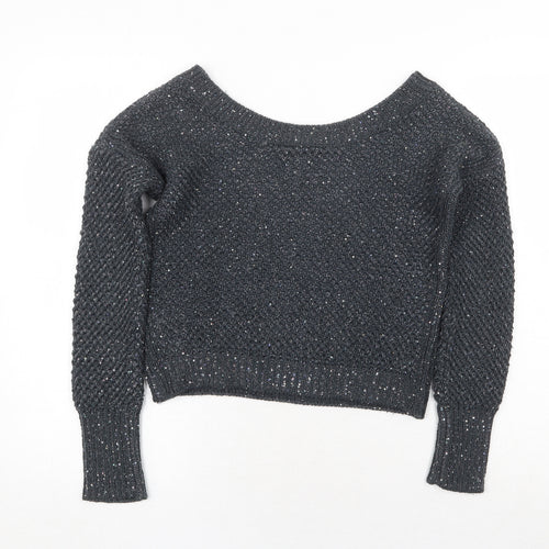 Sisley Womens Grey Boat Neck Cotton Pullover Jumper Size XS Pullover