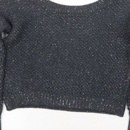 Sisley Womens Grey Boat Neck Cotton Pullover Jumper Size XS Pullover