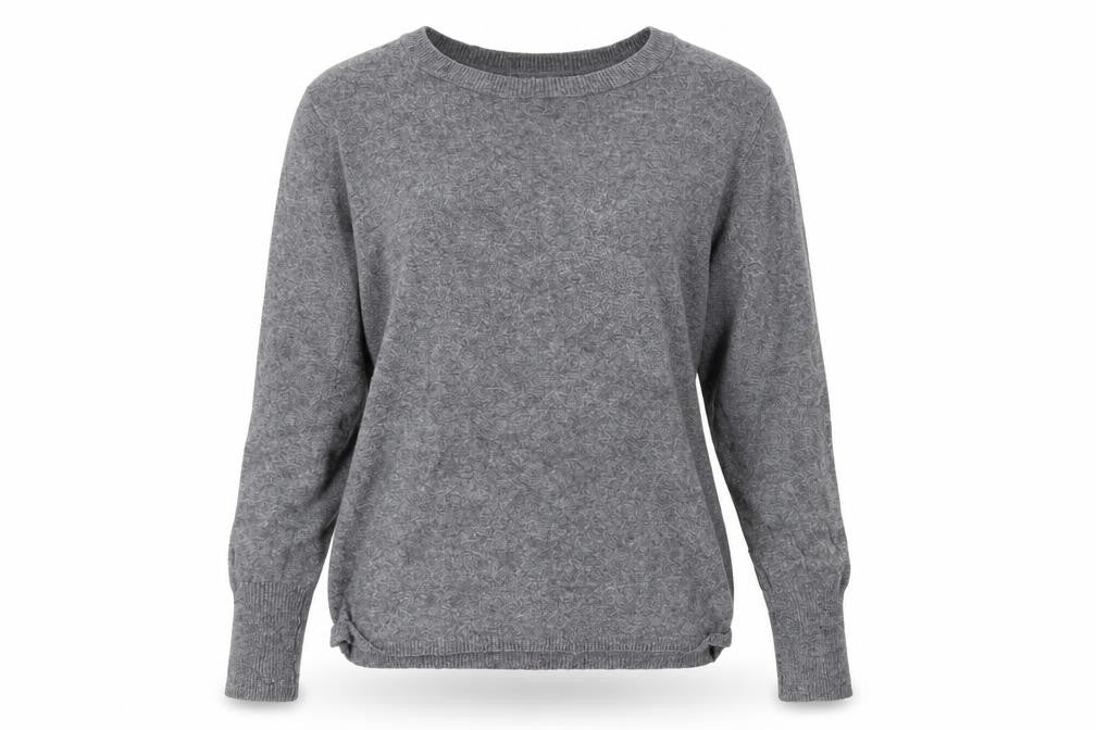 Front view of Mini Velvet women’s grey round neck cotton jumper, size UK 8