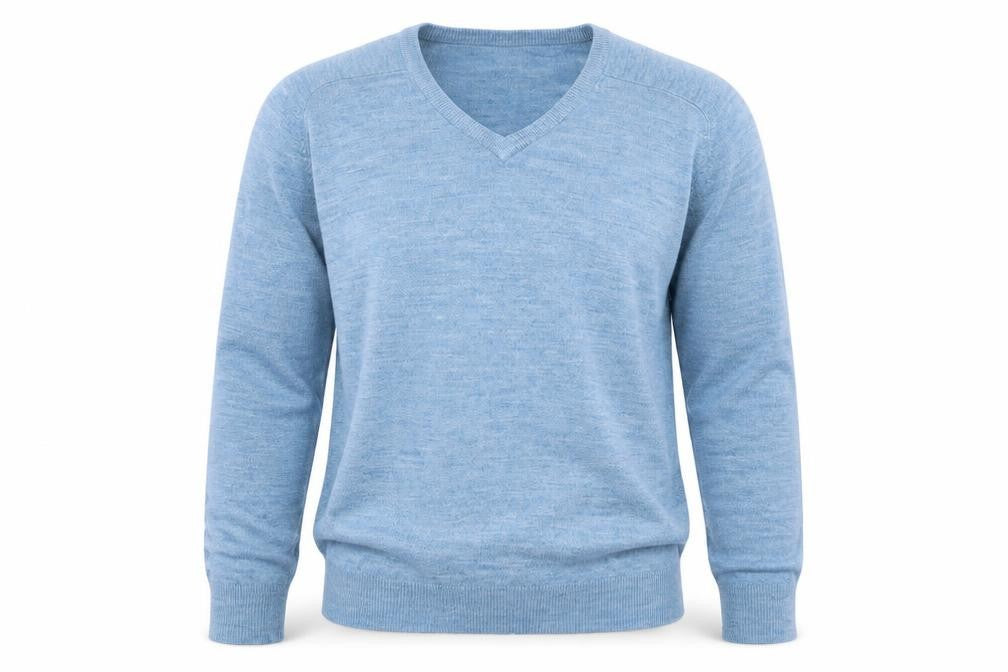 Marks and Spencer Mens Blue V-Neck Acrylic Pullover Jumper Size S Long Sleeve